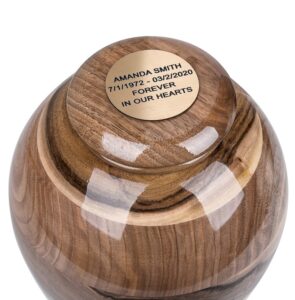 engraved medium size walnut urn