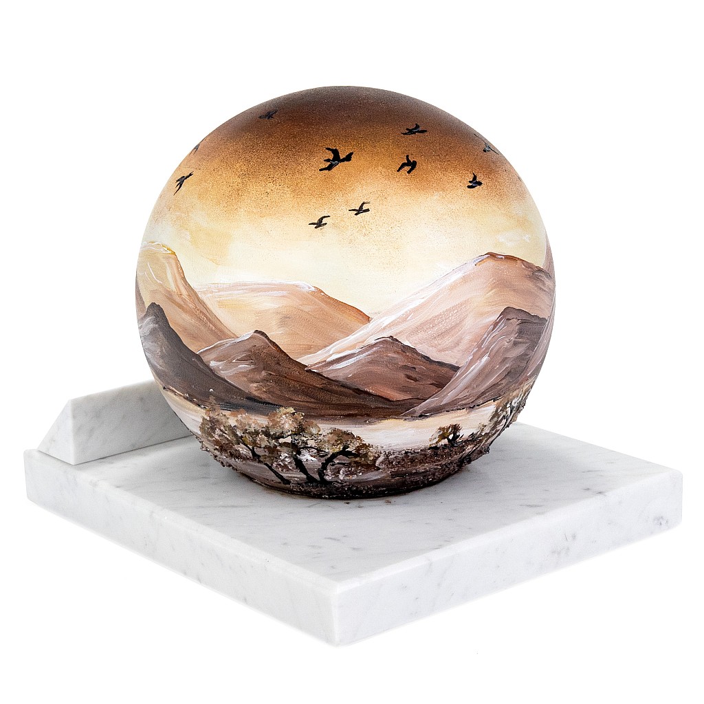 sunset urn, decorative sphere urn for ashes
