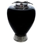Black glass creamation urn