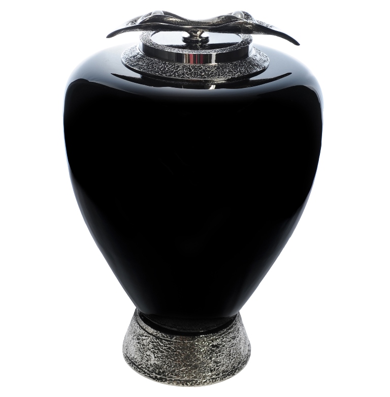 Black glass creamation urn