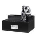 Crying man cremation urn