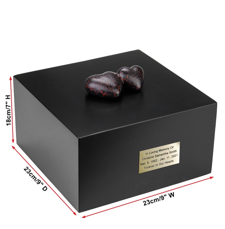 Heart black box Cremation Urn SIZE