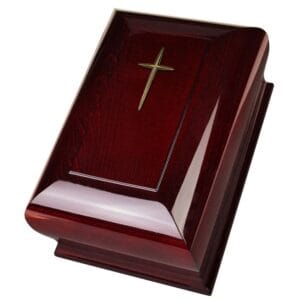 Mahogany Cremation Casket Urn - Cross