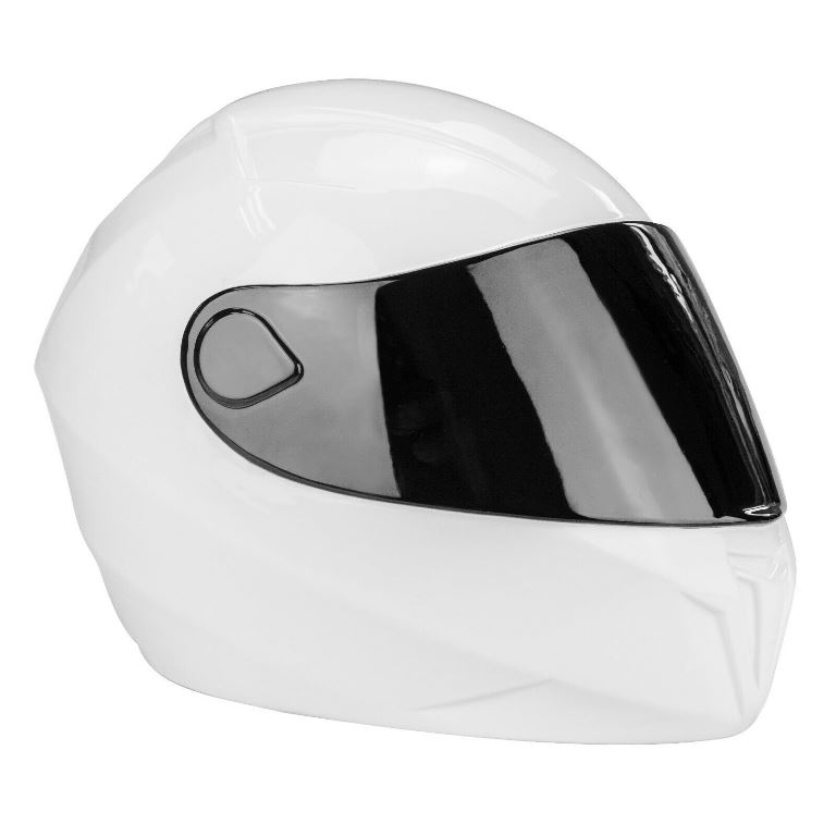 White helmet urn for ashes