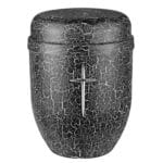 black urn with cross