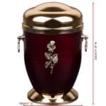 Dimensioni dell'urna in metallo bordeaux