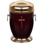 Urna in metallo bordeaux con croce