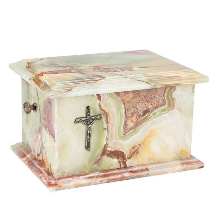 burial stone urn with a cross