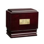 engraved mahogany urn