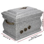 grey urn with cross and roses