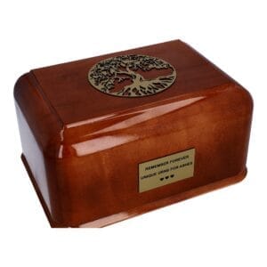 Dark natural wooden urn - Tree of Life