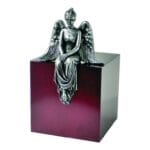 mahogany urn with anglel figurine