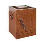 modern wood urn with rose