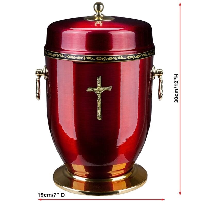 red metal urn size