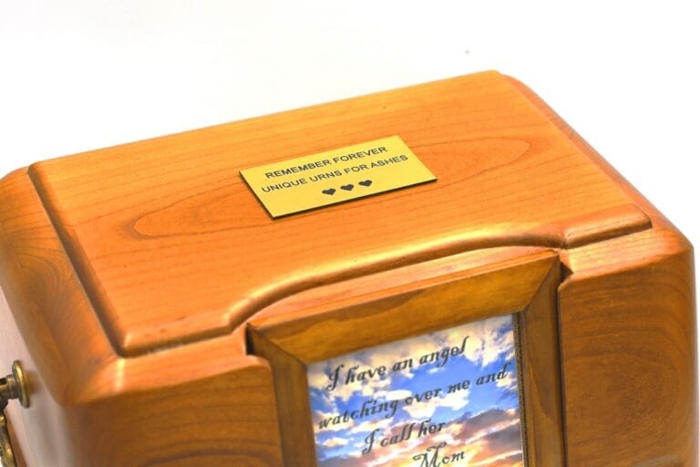 urn with photo memorial plaque