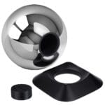 Stainless-steel sphere for adult ashes and black base, Stainless steel sphere for child ashes and solid base