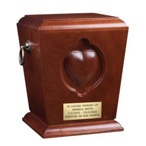 Wooden heart urn