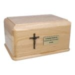 wood urn cross