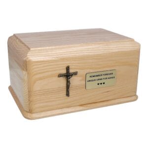 wood urn cross