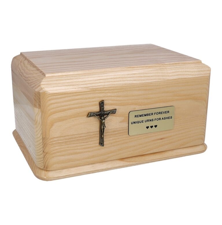 wood urn cross