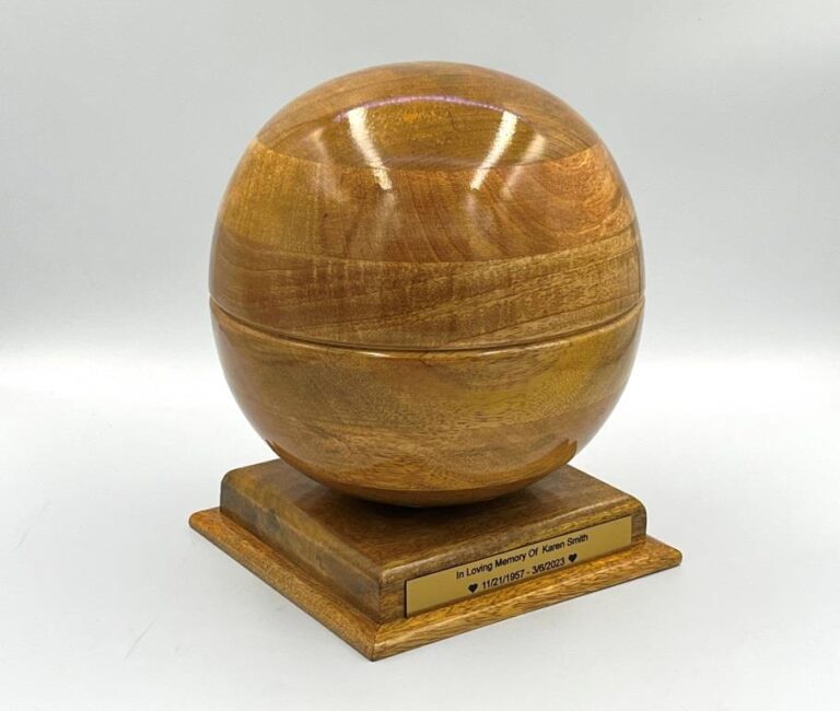 wood sphere urn for ashes