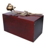 casker with gold rose