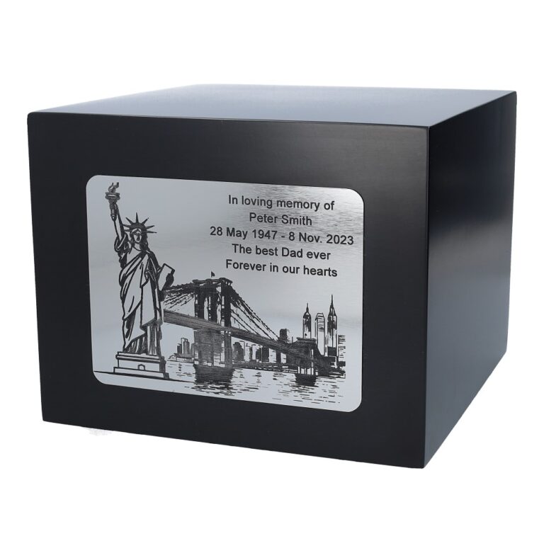 New York urn for human ashes Black cremate box