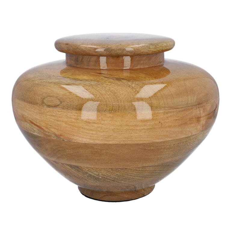 Unique mango wood urn Medium size