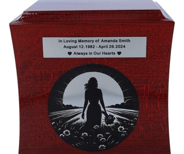 female urns, urn with engraved woman