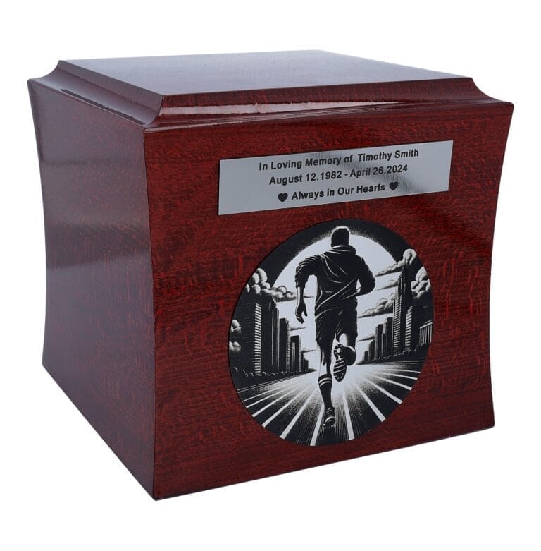 urn for runner, wooden sport urn