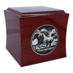 cremation urn with horses