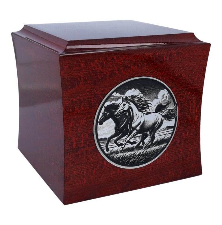 cremation urn with horses