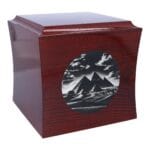 decorative urn with pyramids