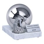 Urn for a child made of stainless steel and marble base, unique decorative urn for a child