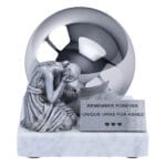 Urn for a child made of stainless steel and marble base, unique decorative urn for a child