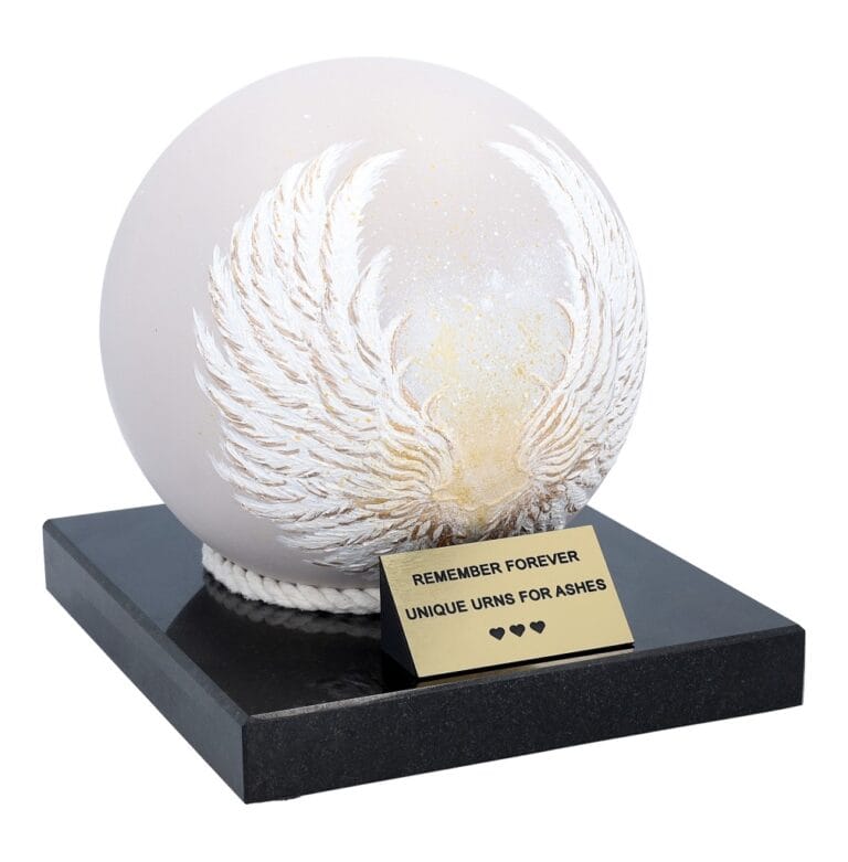 decorative urn with wings