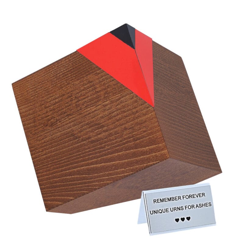 wooden geometric urn