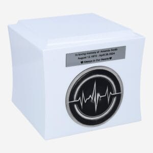 Urna z Motywem Linii Życia symboliczna urna z wykresem bicia serca