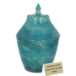 Turquoise funeral urn for an adult Handmade ceramic urn