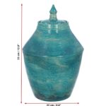 Turquoise funeral urn for an adult Handmade ceramic urn size