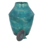 Turquoise funeral urn for an adult Handmade ceramic urn