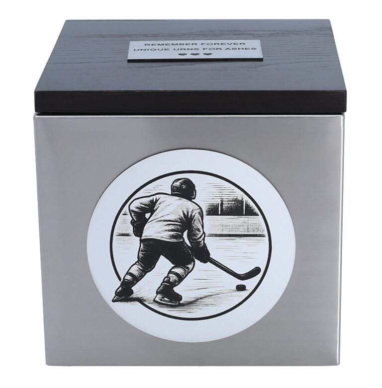 Urne mit Hockeymotiv