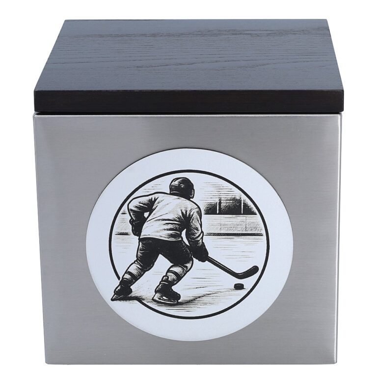 Urne mit Hockeymotiv
