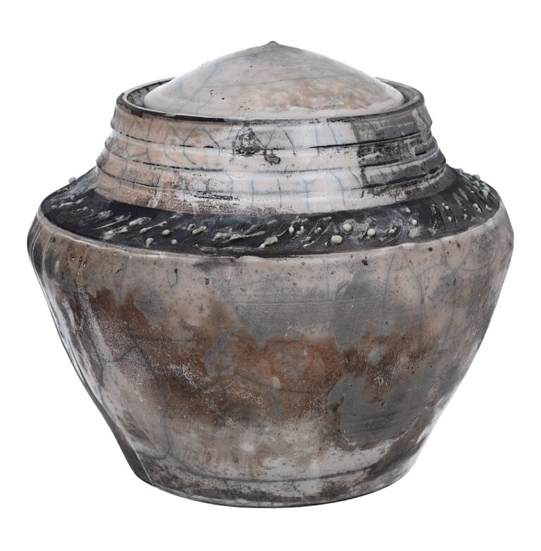 Rustic crematin urn Medium size ceramic funeral urn