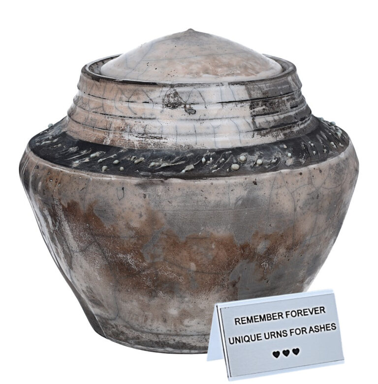 Rustic crematin urn Medium size ceramic funeral urn