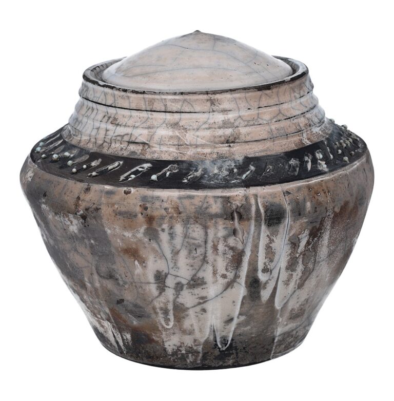 Rustic crematin urn Medium size ceramic funeral urn