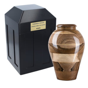 Wooden urn and capsule - Vault for burial set