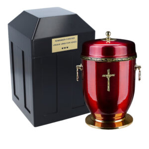 Set of cremation urn and vault
