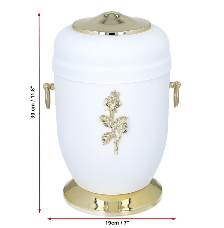 white metal urn