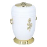 white metal urn